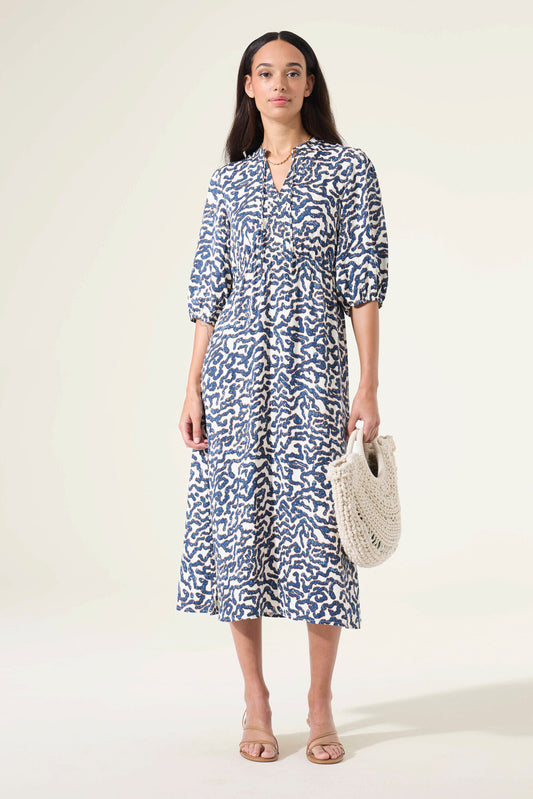 Garcia Blue and Tan printed Dress