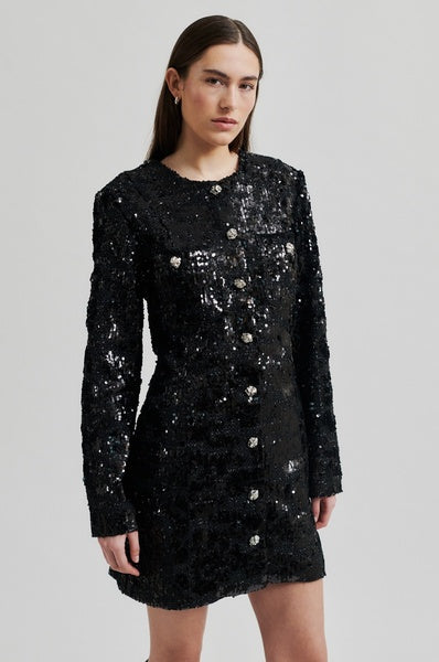 Flakes Dress Black Sequin