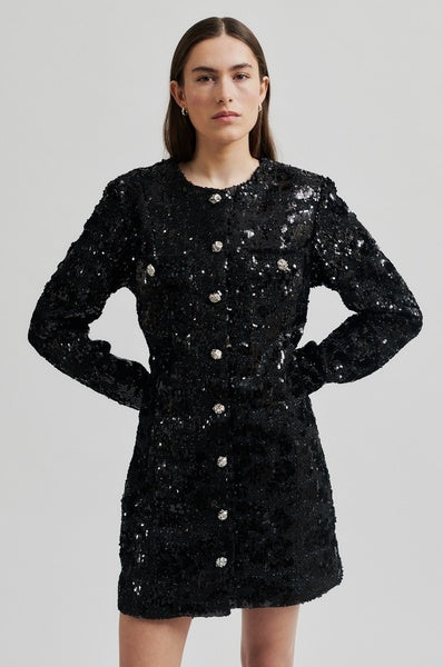 Flakes Dress Black Sequin