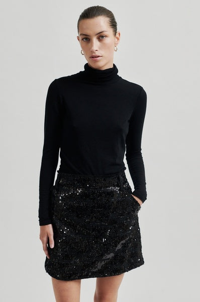 Kes Sequin Short Black Skirt