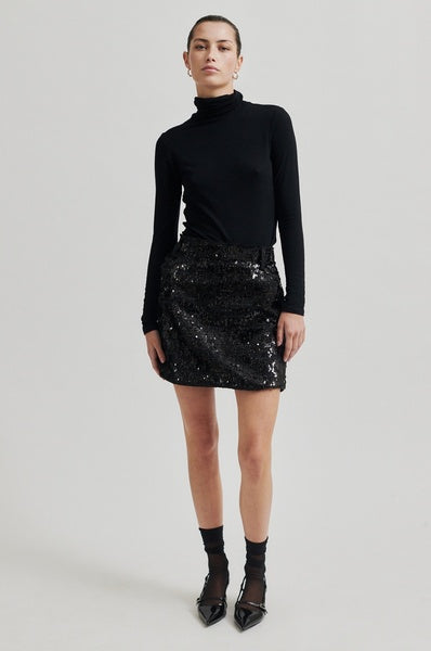 Kes Sequin Short Black Skirt