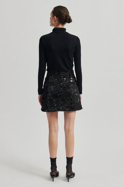 Kes Sequin Short Black Skirt