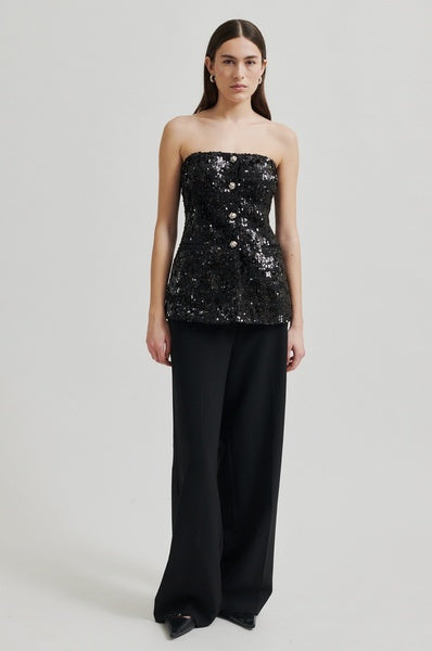 Sleeveless Black Sequin Bodice