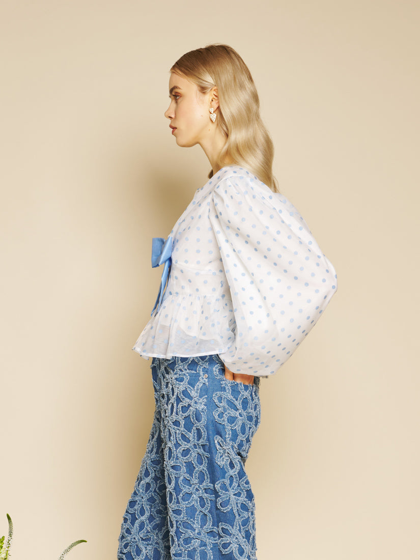 Sister Jane Stipple Spot Bow Top