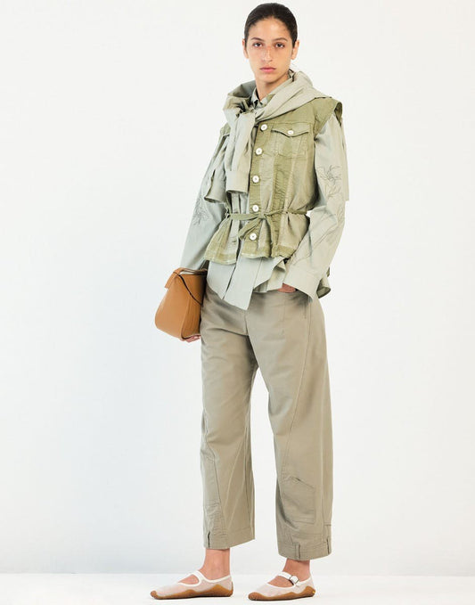 High Lola Light green straight-leg pants in cotton drill and lyocell Trousers