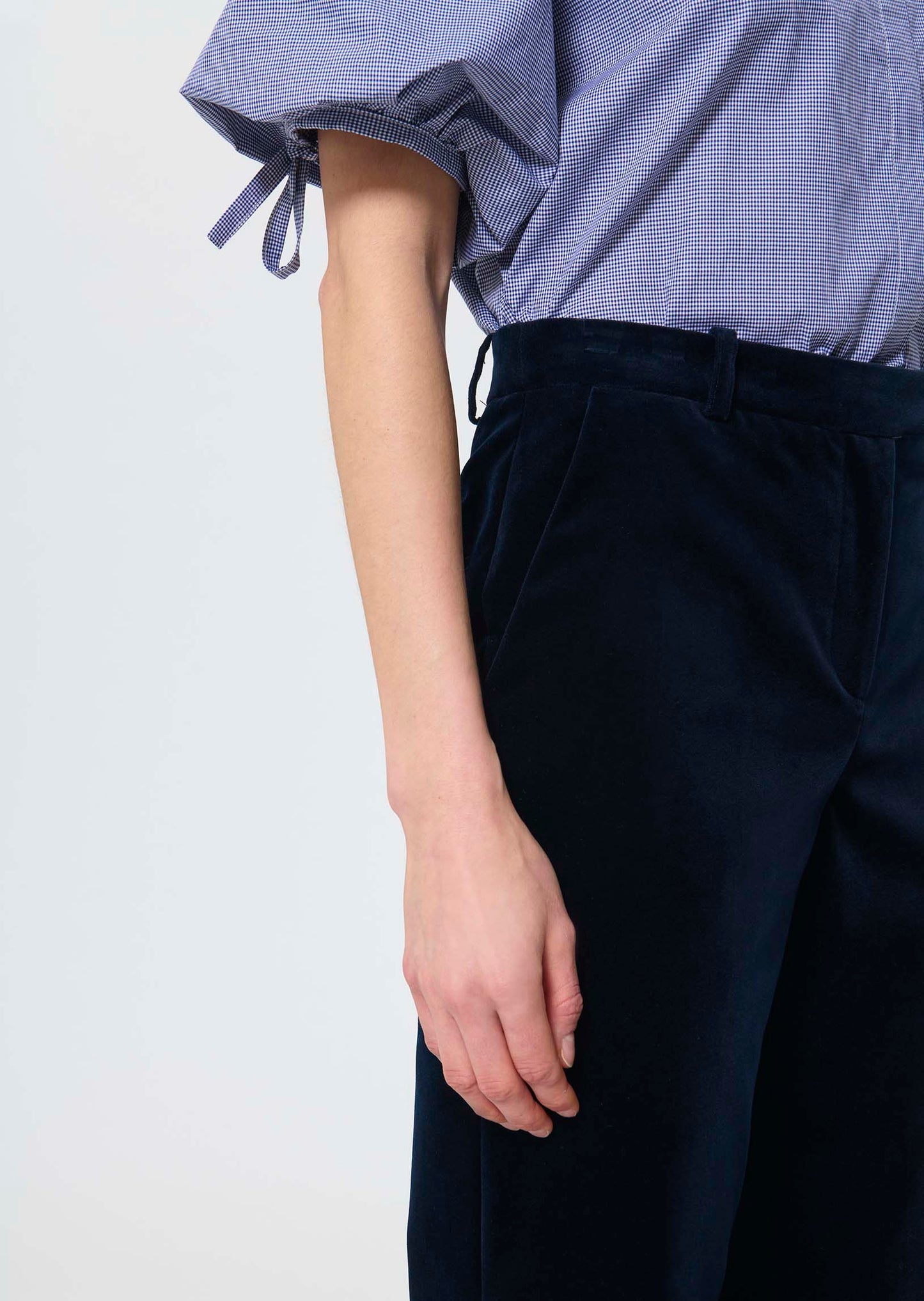 Tara Jarmon Pitt Navy Velvet Trouser with Straight Leg