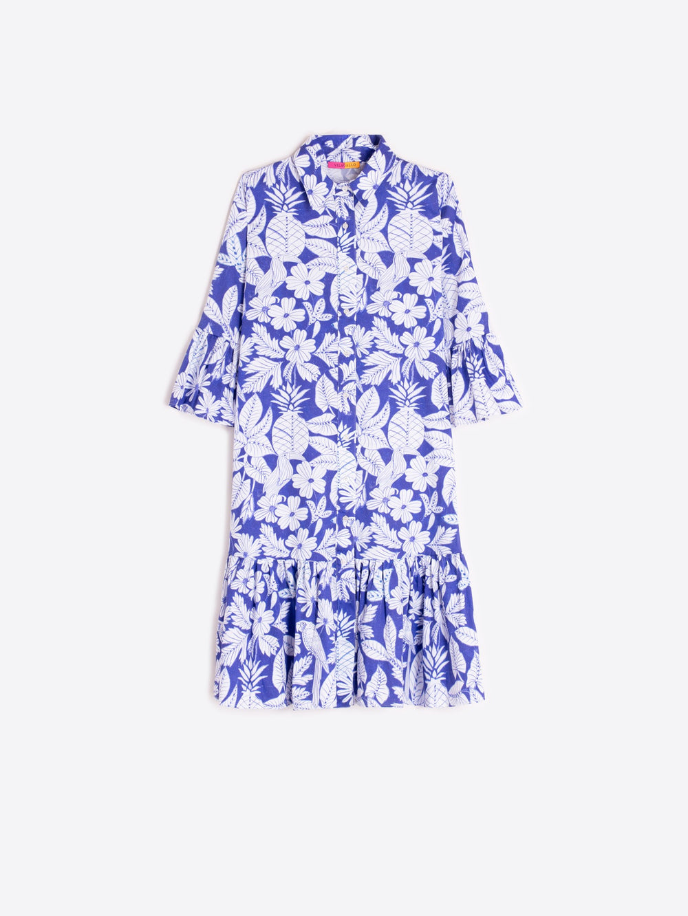 Vilagallo Blue Tropical Print Dress