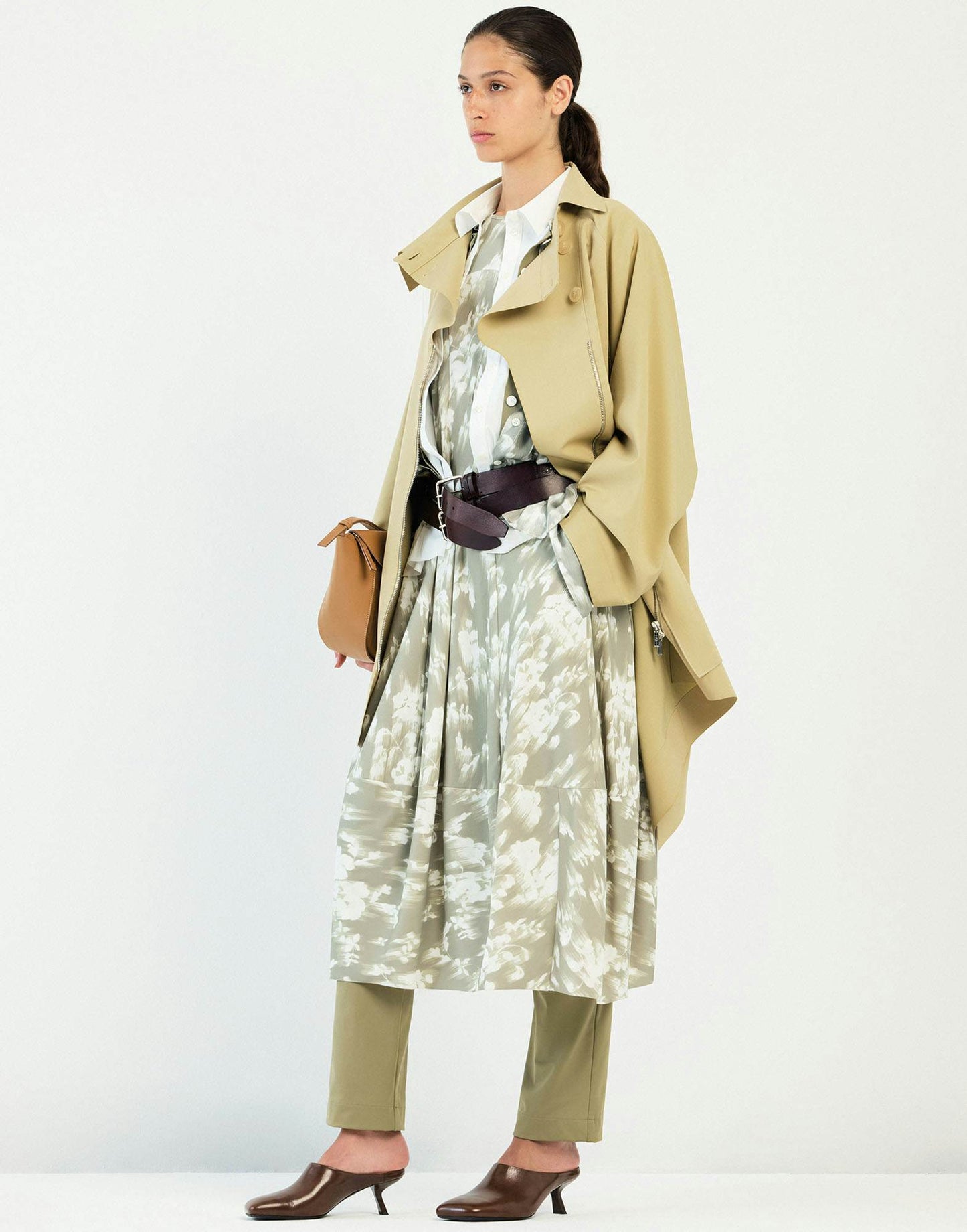 High Mesmerize Green and ivory Sensitive® midi dress with “Dripping Flowers” print