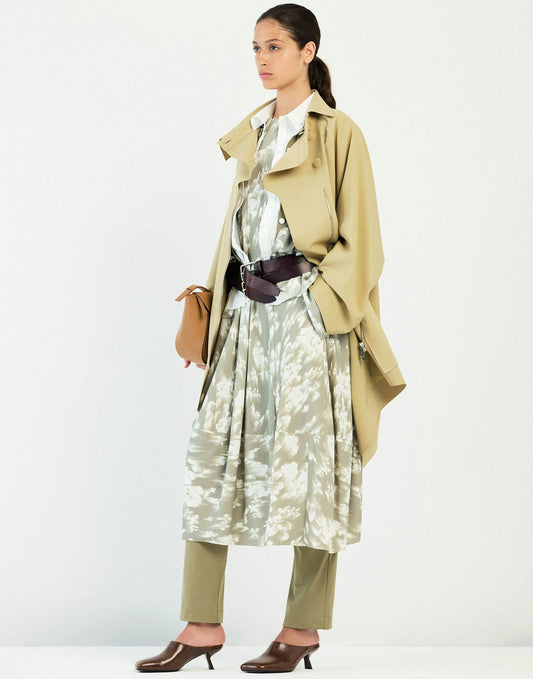 High Mesmerize Green and ivory Sensitive® midi dress with “Dripping Flowers” print