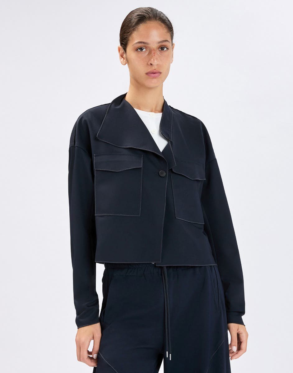 High Conduct Navy blue boxy jacket in technical twill
