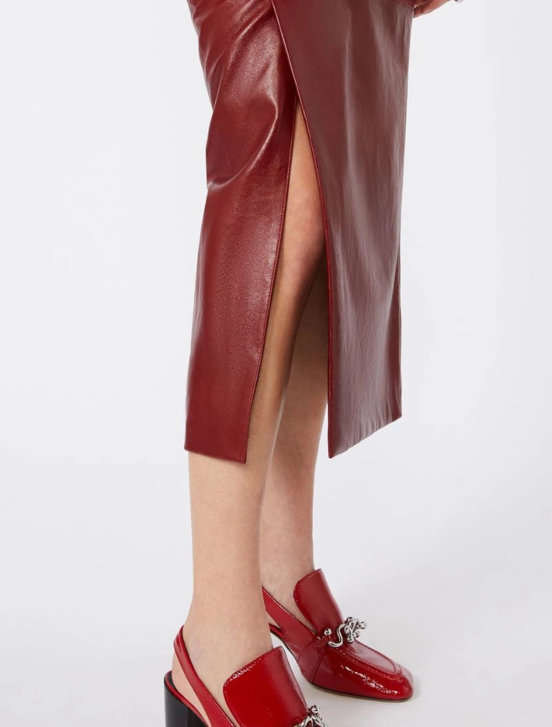 Sportmax Spxcomma Leather Midi Skirt