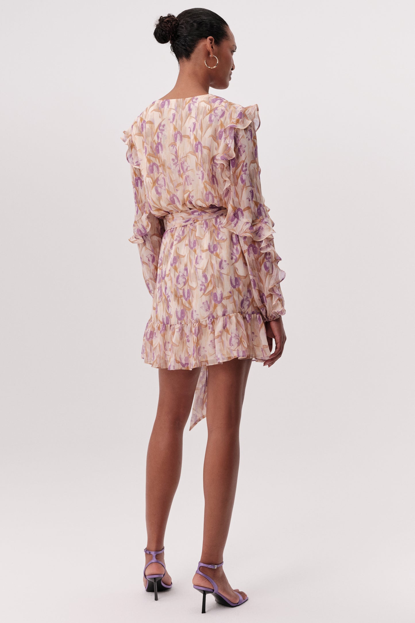 Exquise Katelin Lilac and Bronze Printed Mini Dress
