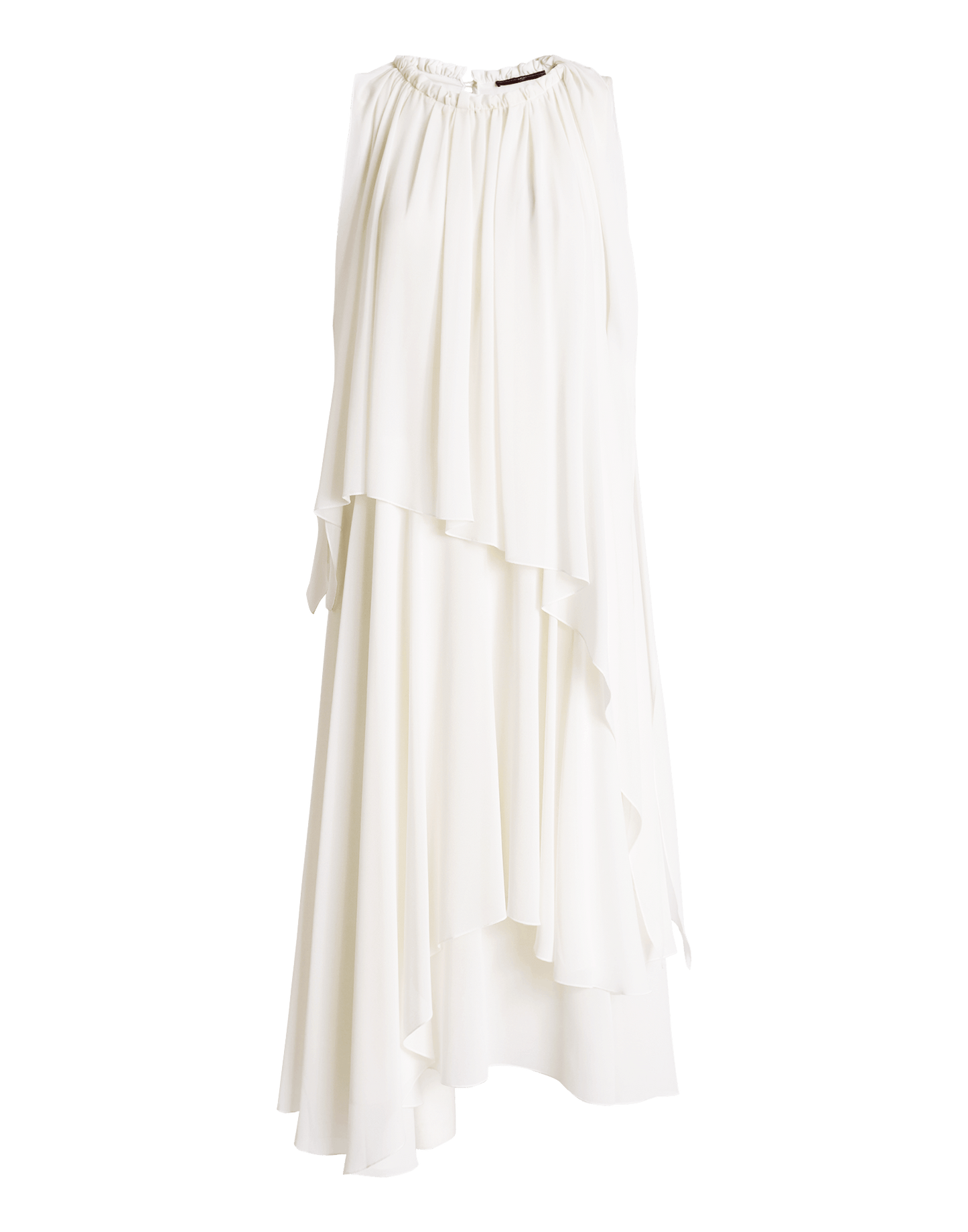 High Moonshine White asymmetric midi dress in technical georgette