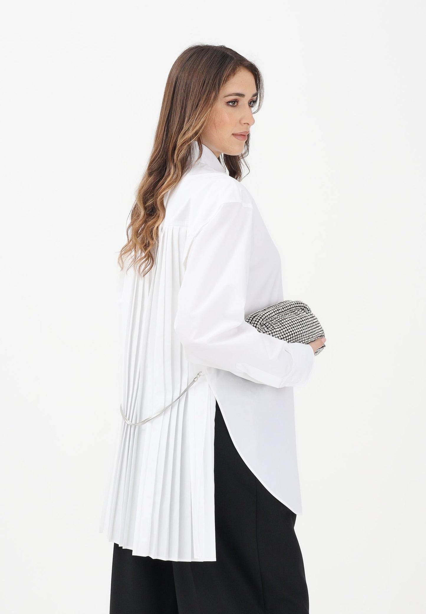 Sportmax Spxnespol Overshirt in Cotton Blend Canvas with Chain detail