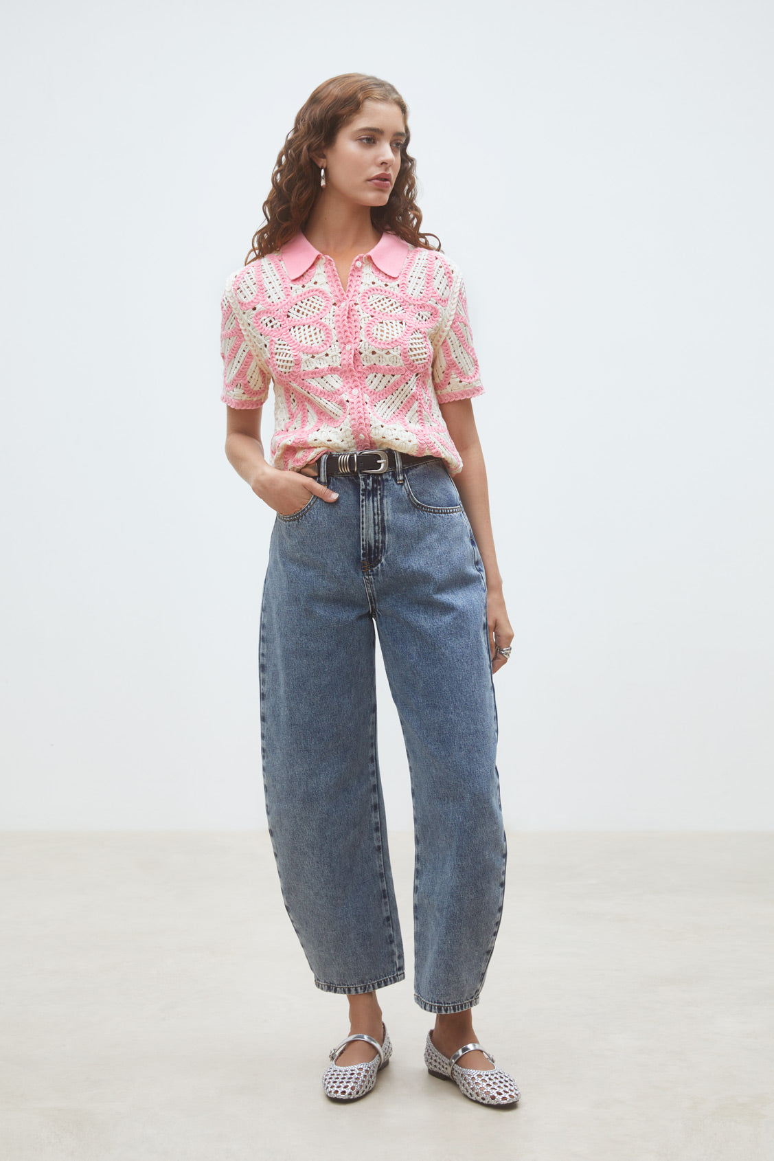 Suncoo Gavrili Pink & White Top