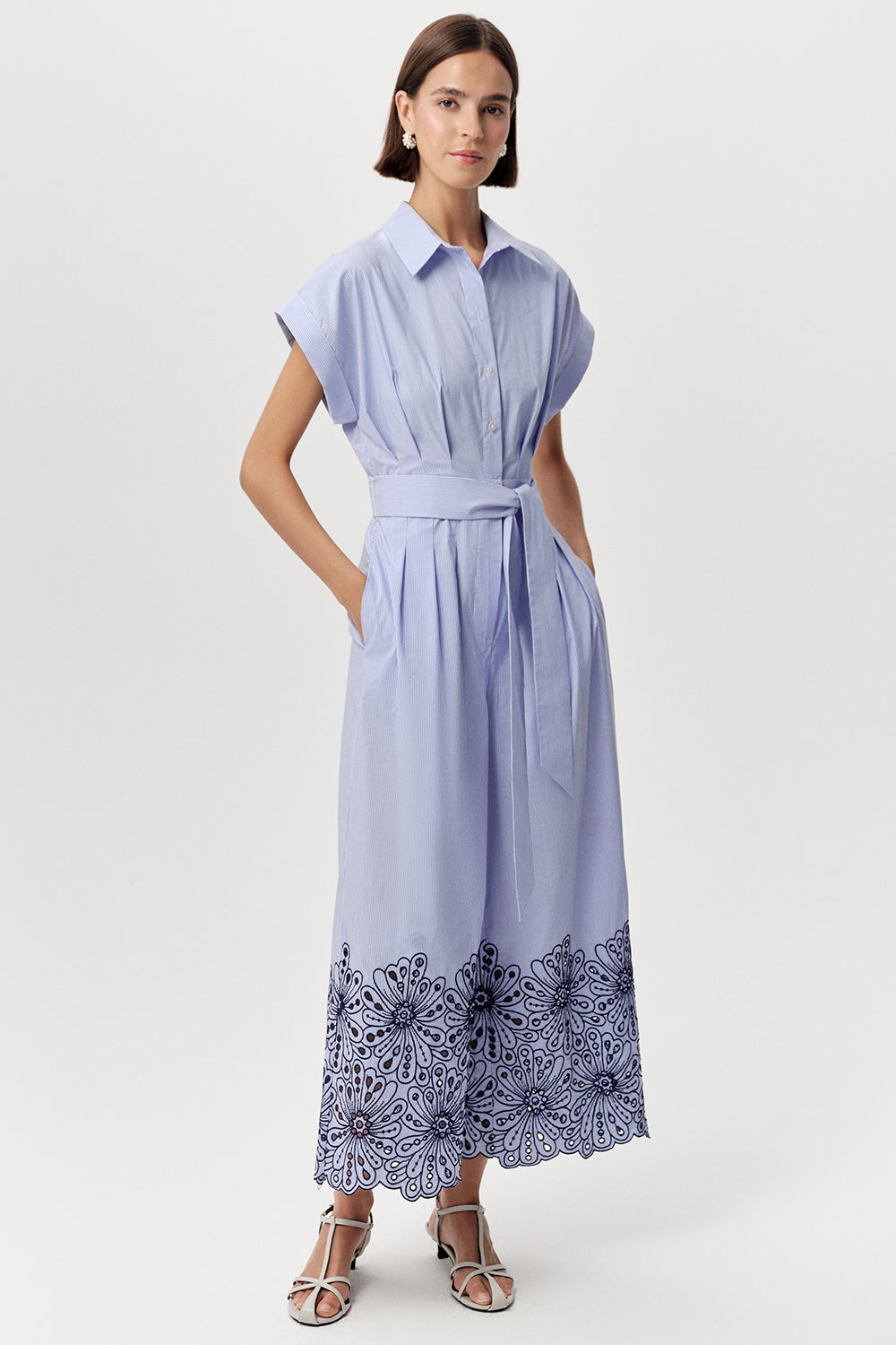 Exquise Zoie  Sky Blue Cotton Poplin Jumpsuit