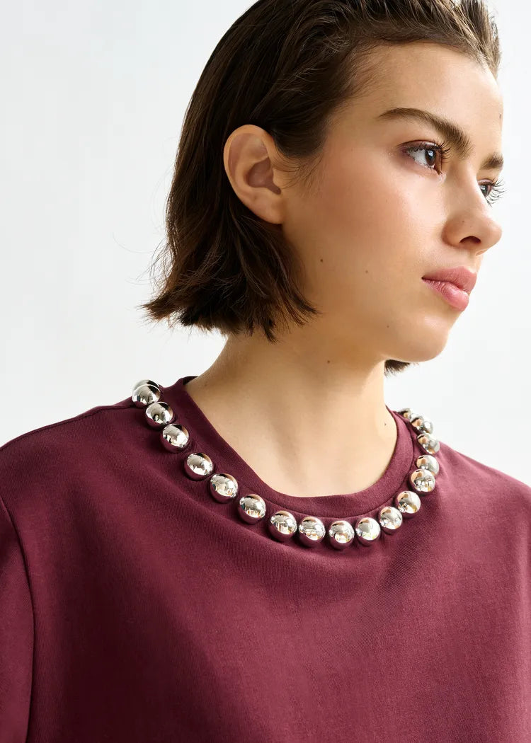 Essentiel Antwerp Mauve Silver Balls T Shirt