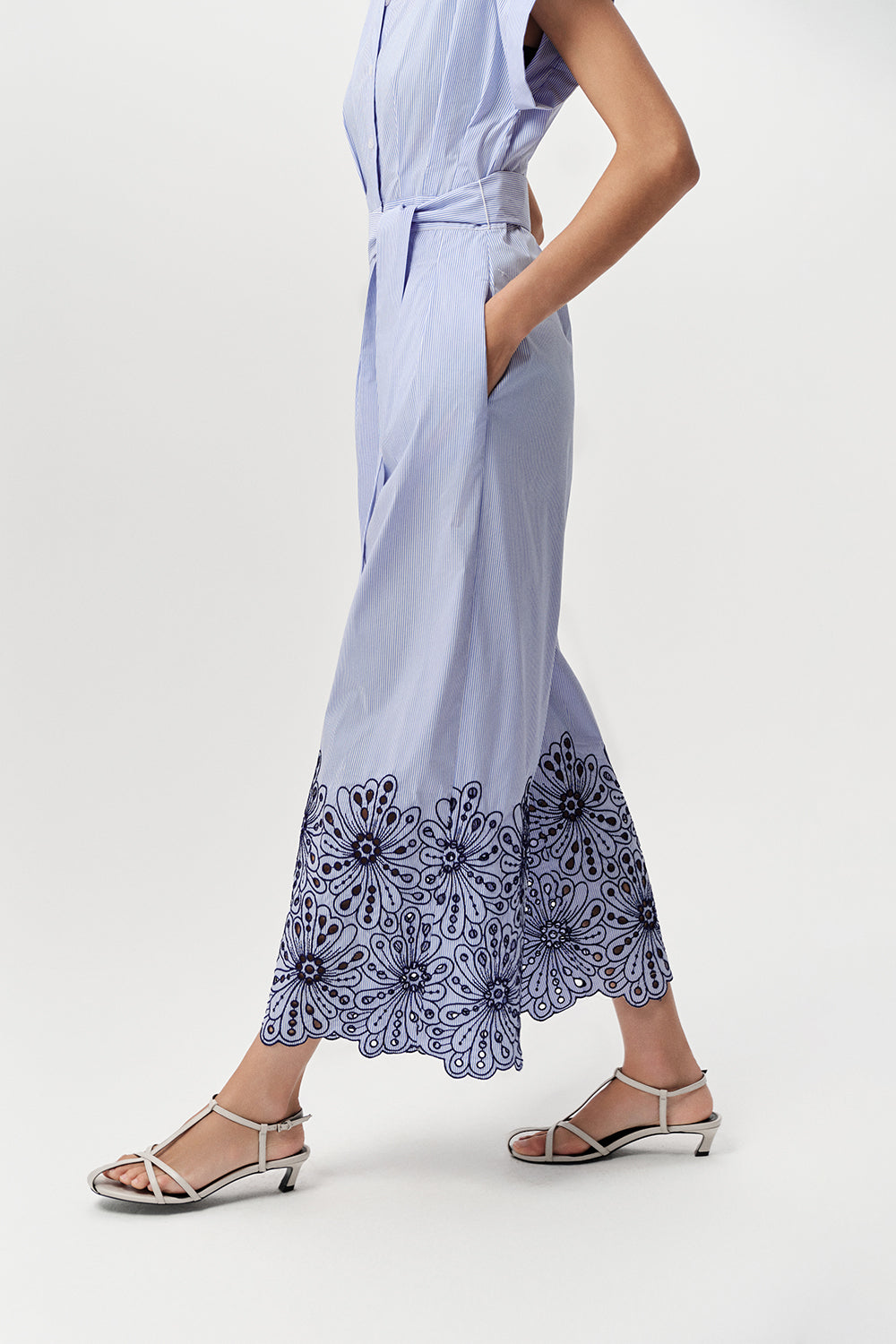 Exquise Zoie  Sky Blue Cotton Poplin Jumpsuit