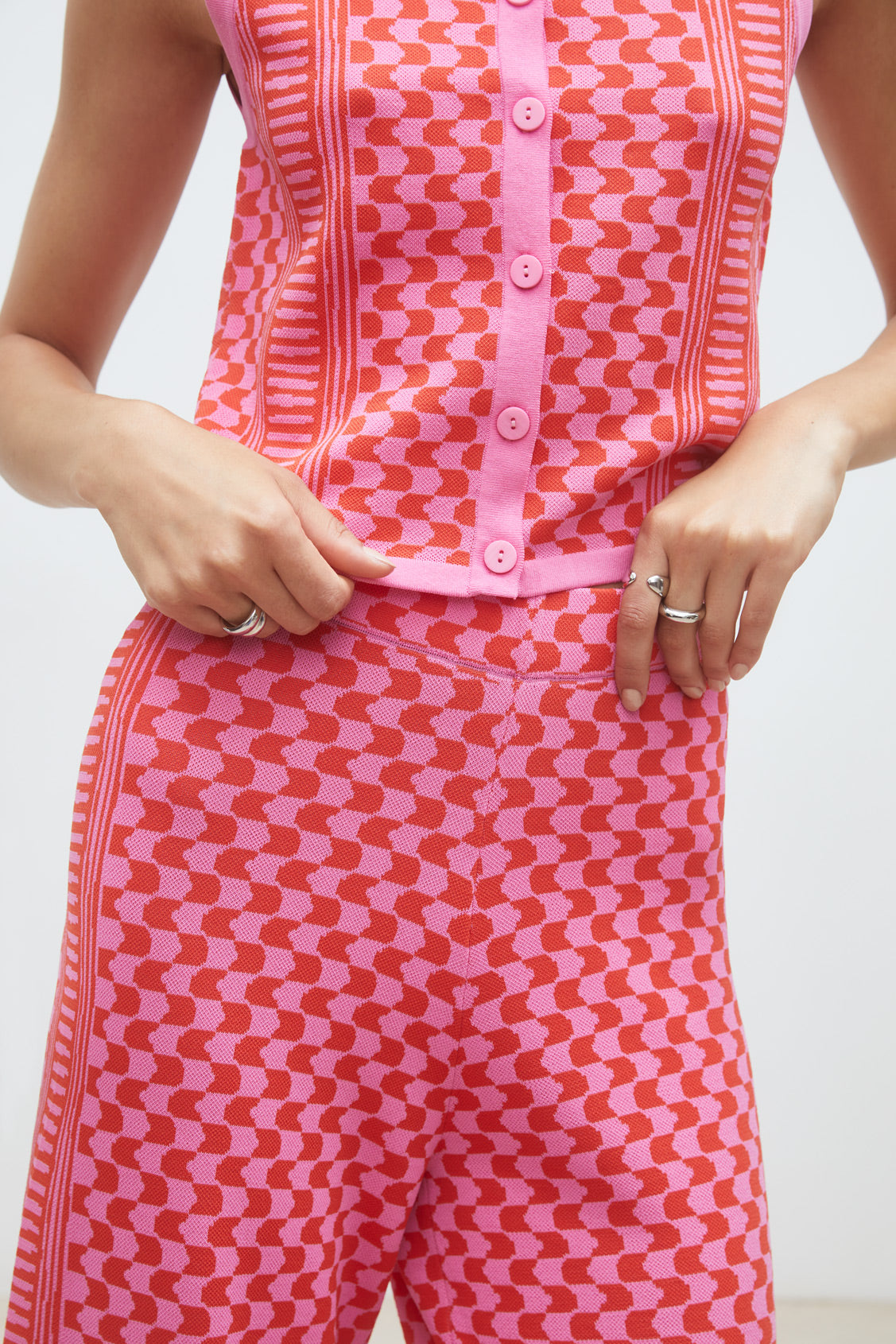 Suncoo Jonas Magenta and Pink Knitted Trouser