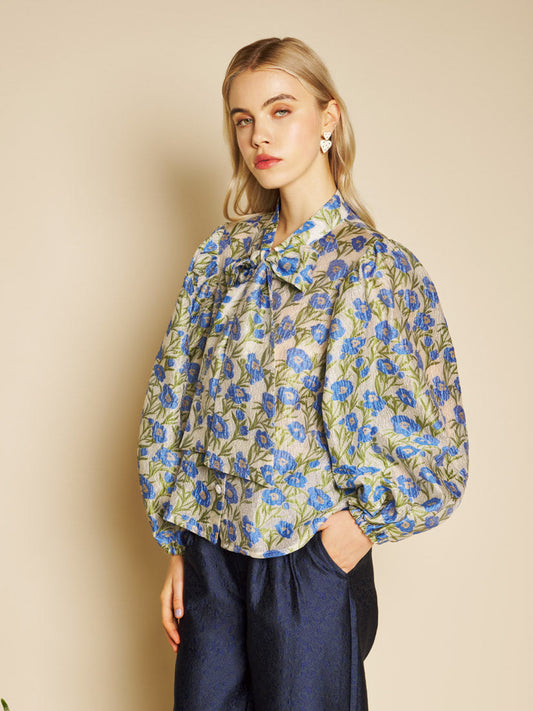 Sister Jane Iris Jacquard Bow Blouse