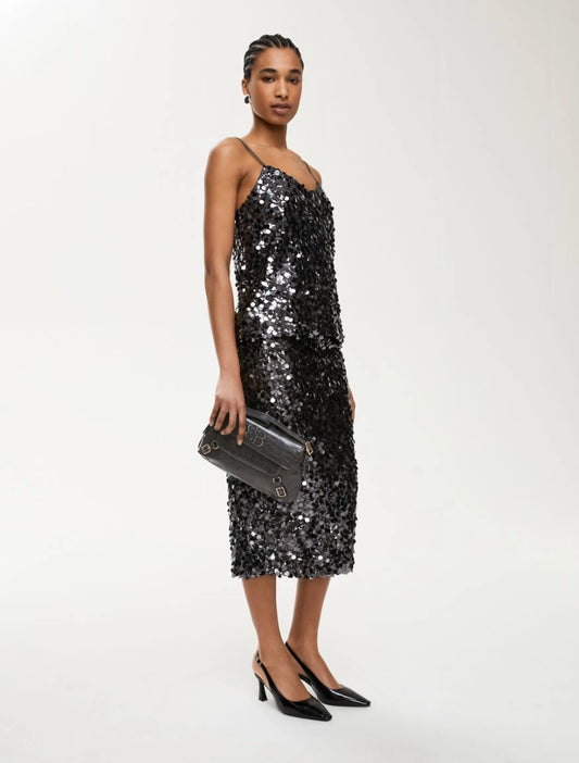 Iblues Attila Sequin Skirt in Barrel Grey