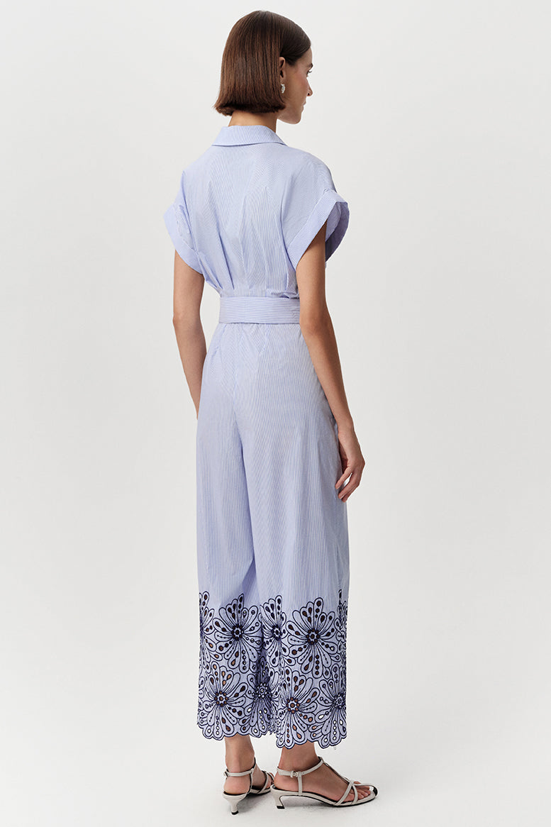 Exquise Zoie  Sky Blue Cotton Poplin Jumpsuit