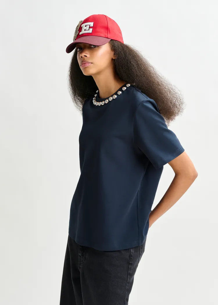 Essentiel Antwerp Navy Boxy T-Shirt