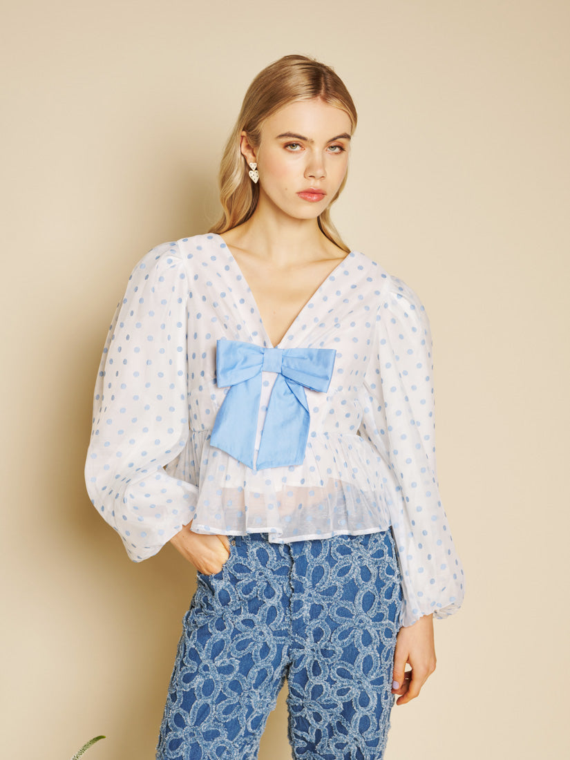 Sister Jane Stipple Spot Bow Top