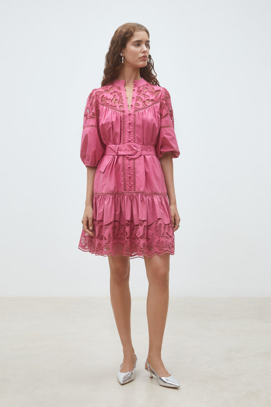 Suncoo Caty Lace Pink Dress