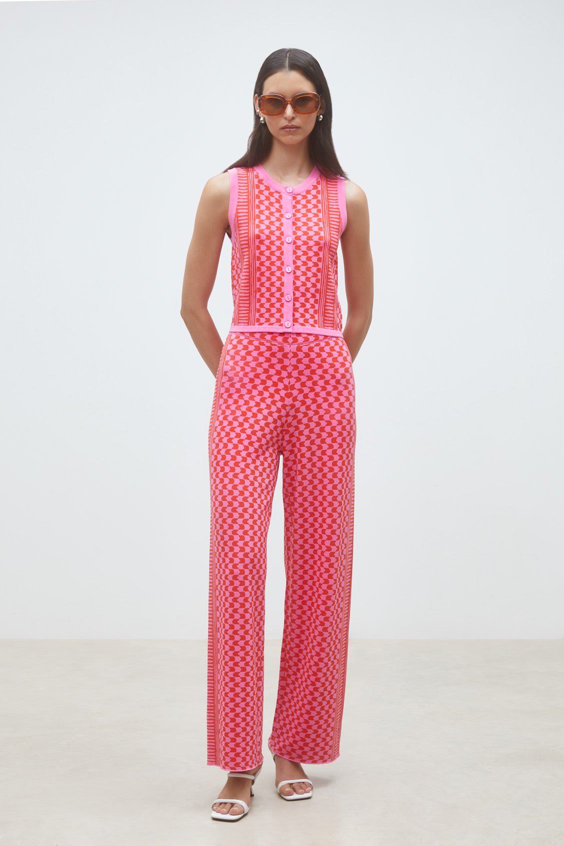 Suncoo Gablesi Zig Zag Knit Top in Pink and Magenta