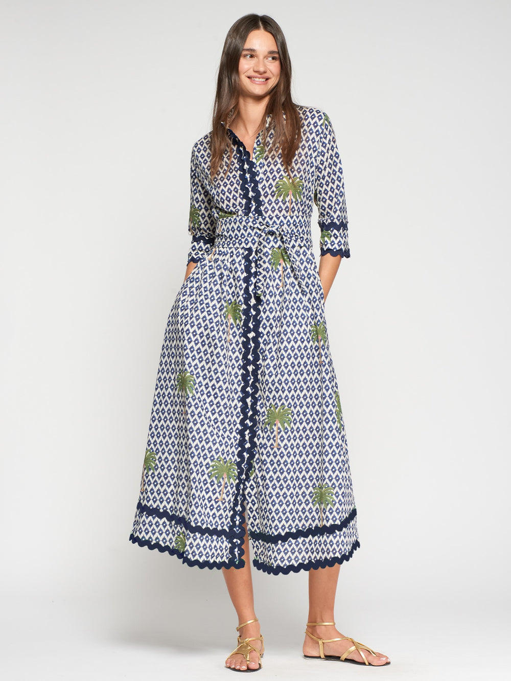 Vilagallo Ikat Palm Dress