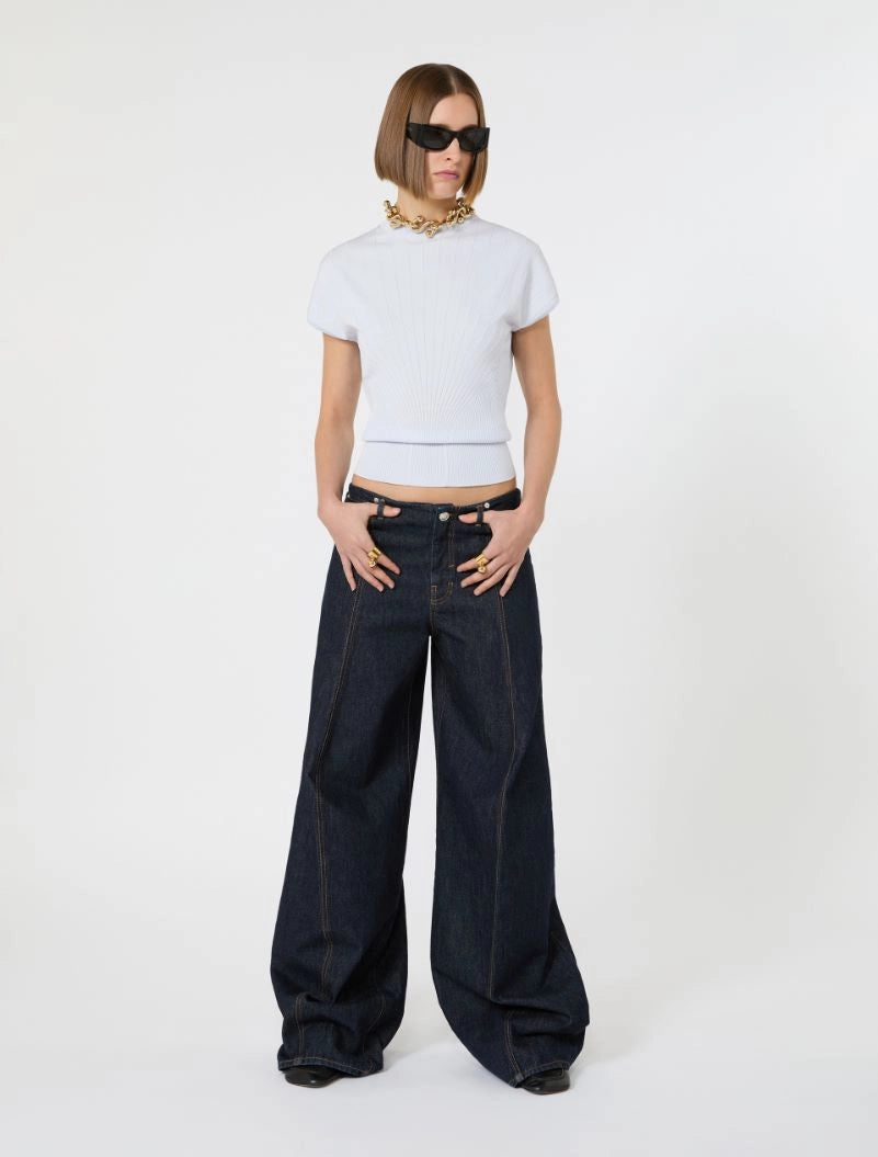 Sportmax Spxsamba Light Blue Knit Top