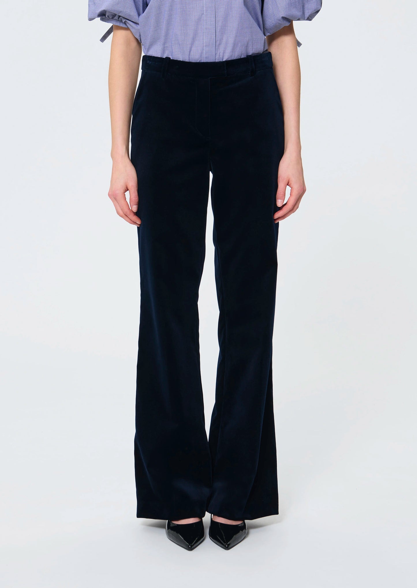 Tara Jarmon Pitt Navy Velvet Trouser with Straight Leg