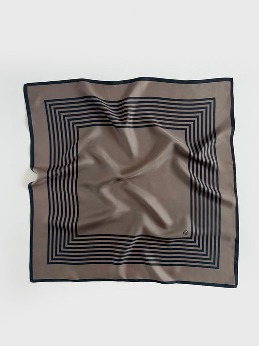 Lescarf Striped Scarf Taupe Black