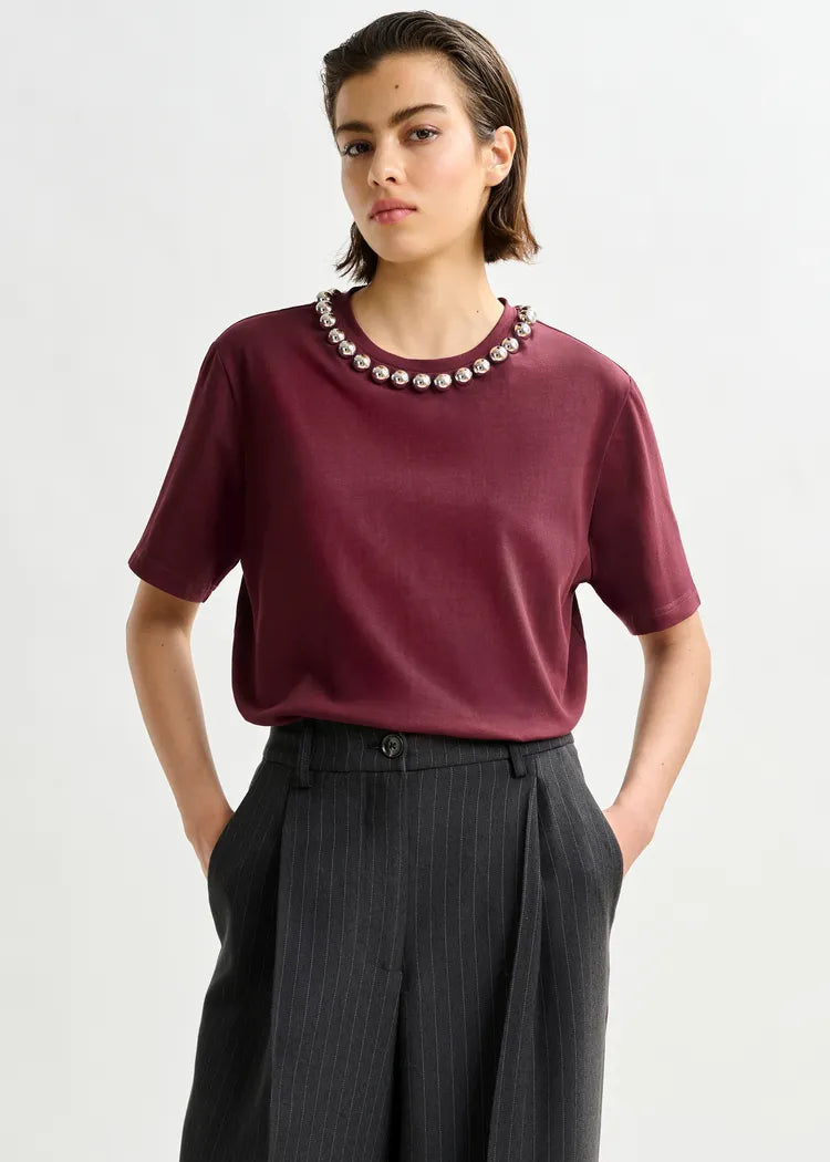 Essentiel Antwerp Mauve Silver Balls T Shirt
