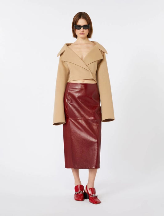 Sportmax Spxcomma Leather Midi Skirt
