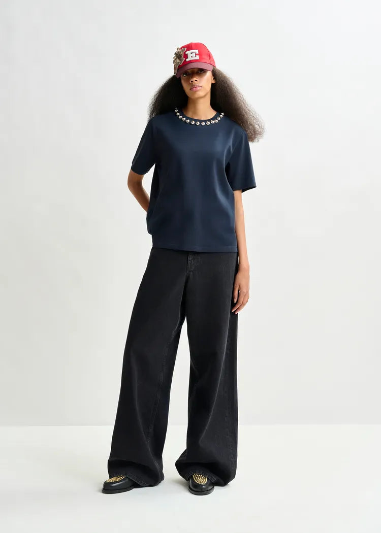 Essentiel Antwerp Navy Boxy T-Shirt