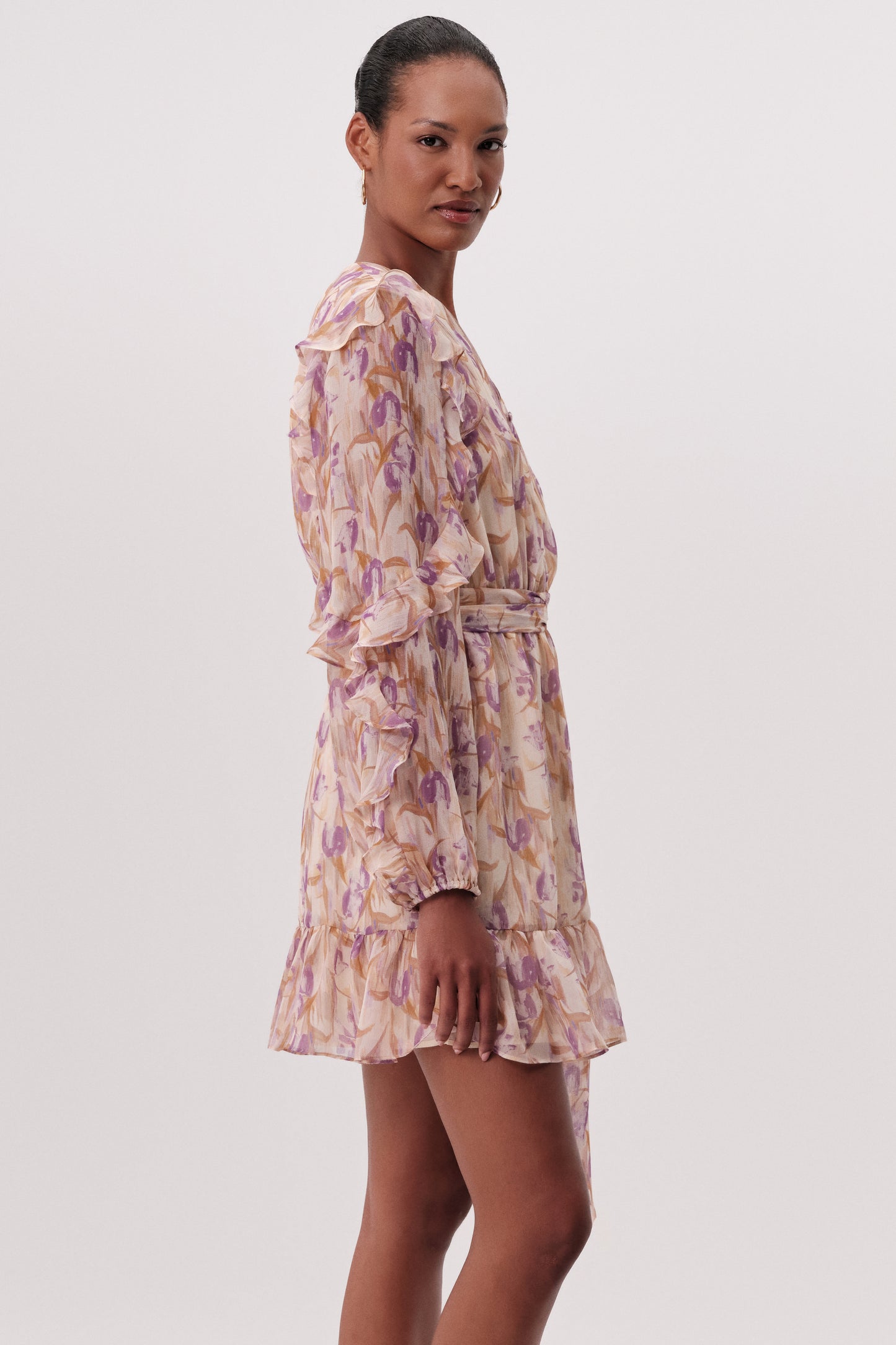 Exquise Katelin Lilac and Bronze Printed Mini Dress