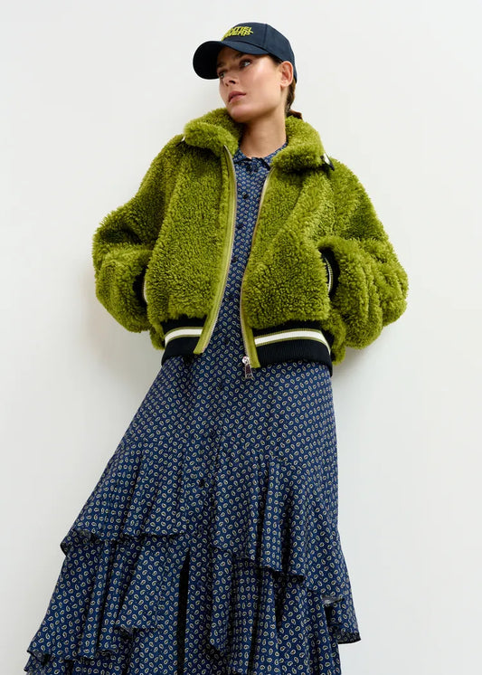 Essentiel Antwerp Iwill Olive Faux Fur Jacket