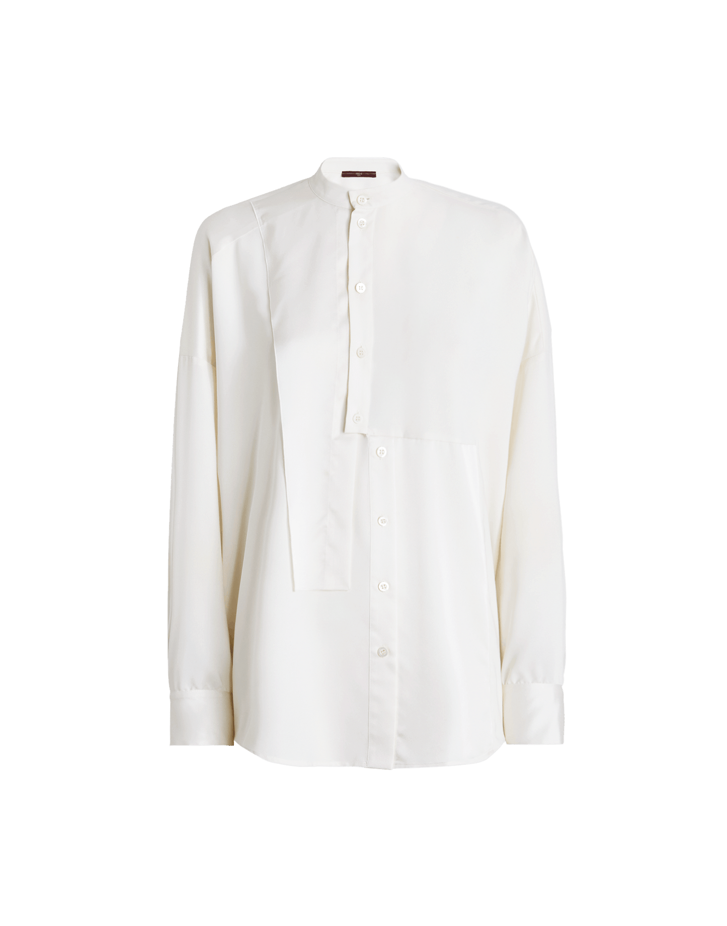 High Canter White technical satin shirt with layered panels