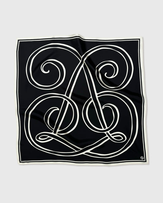 Lescarf Large Monogram Black Scarf