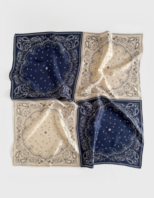 Lescarf Paisley quartet Navy Sand Scarf