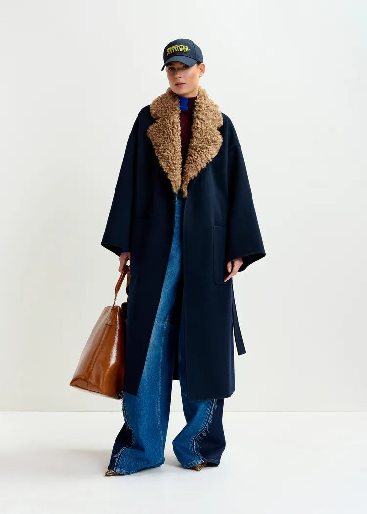 Essentiel Antwerp Irno Faux Fur Collar Coat