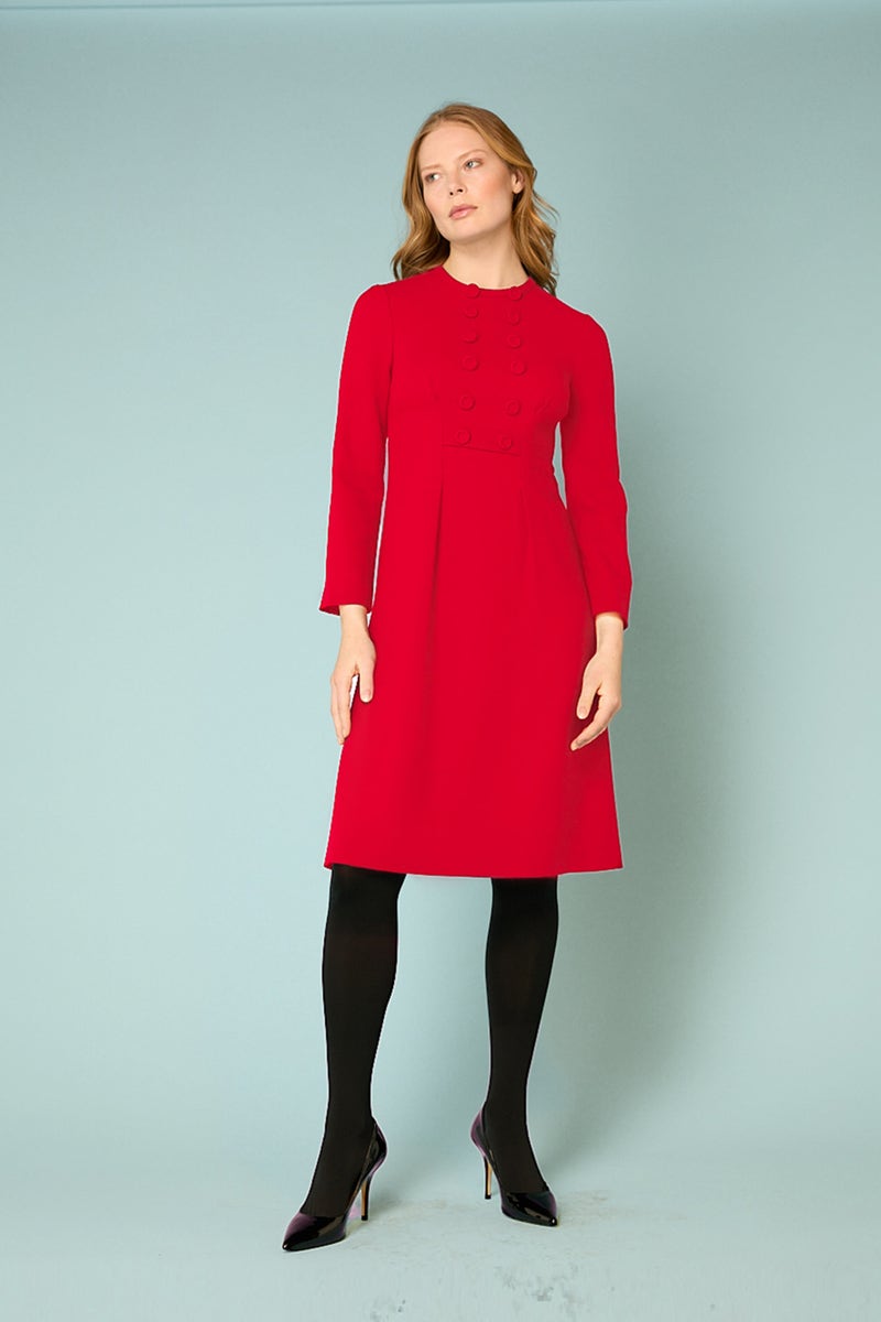 Trudy Button Detail Dress Poppy Red