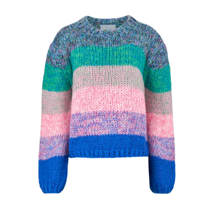 Gigi Rainbow Knit Sweater in Blue Multi