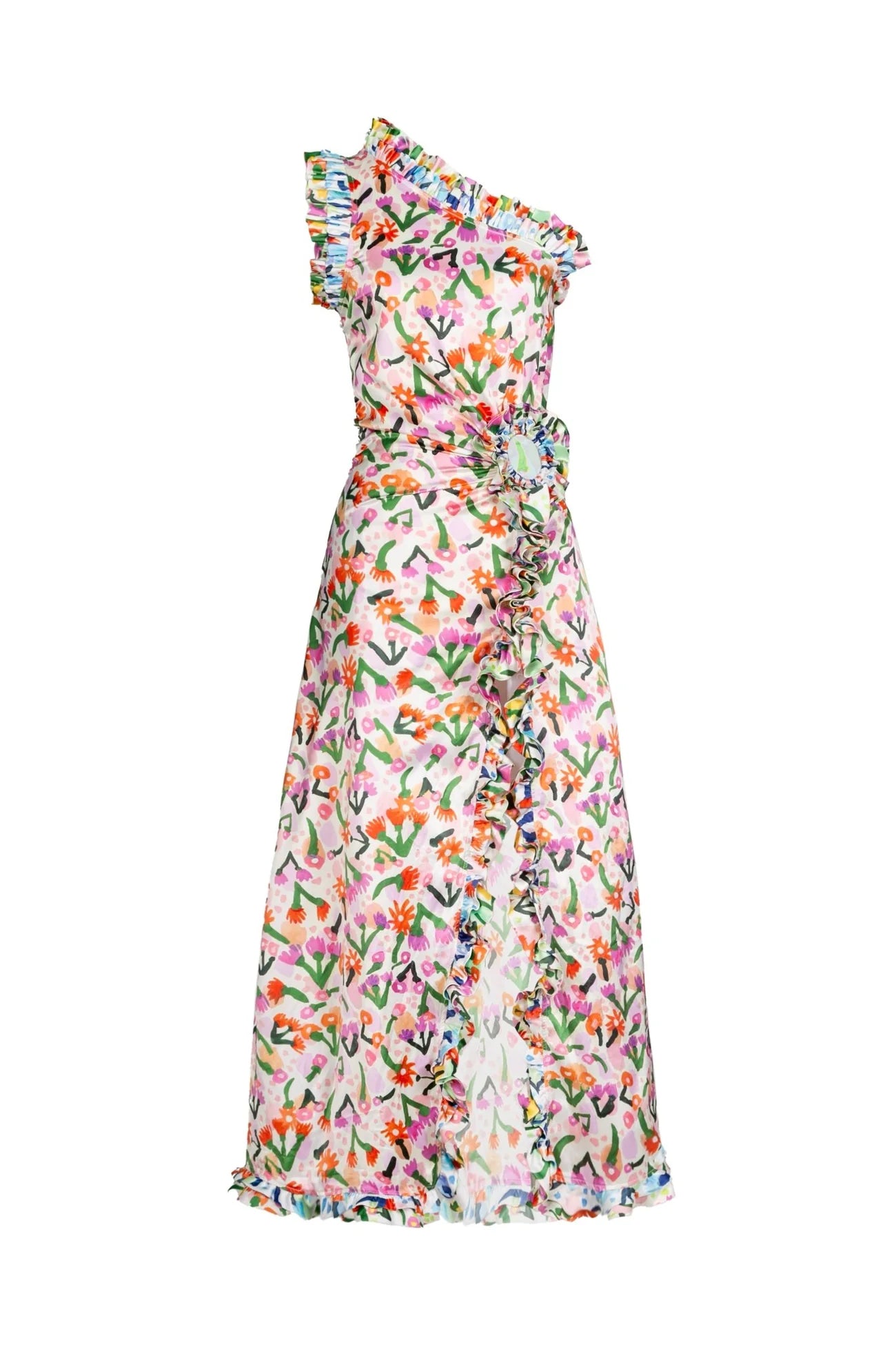Varuna floral printed dress with one shoulder asymetrical top