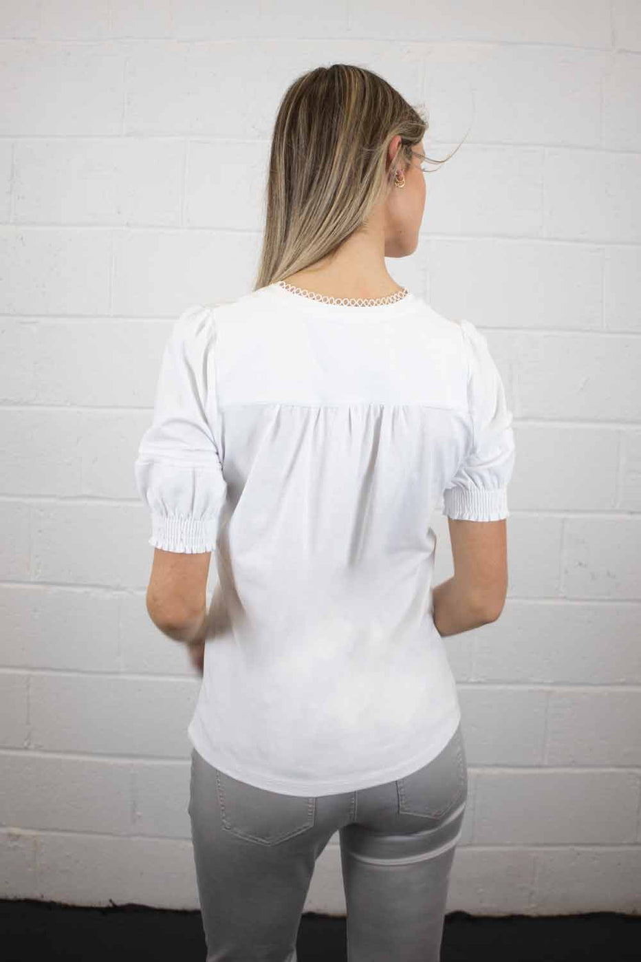 Willow Puff Sleeve White T-Shirt