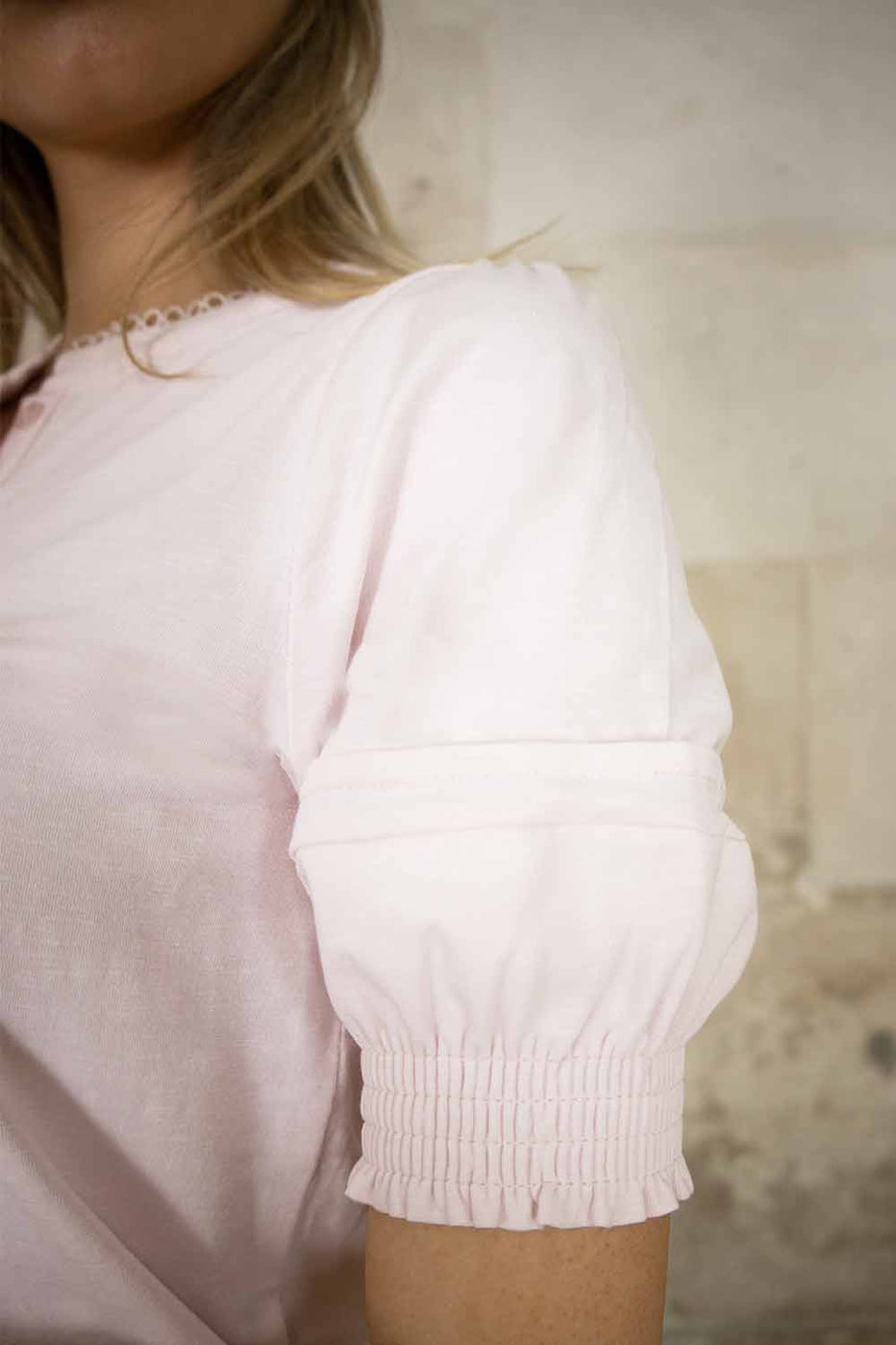 Willow Puff Sleeve Pink Cotton T-Shirt