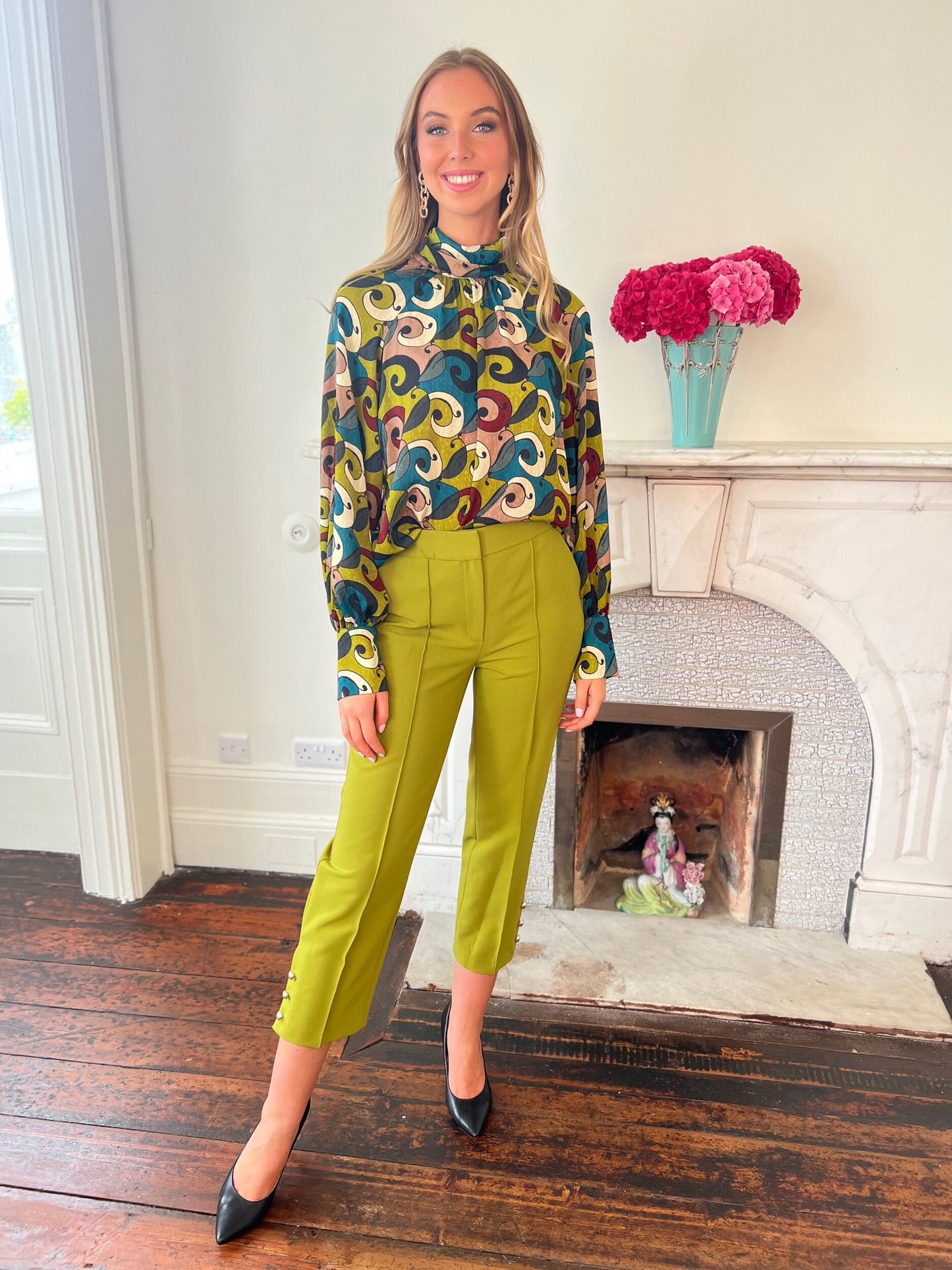 Olive Green Trousers ,Ankle Length