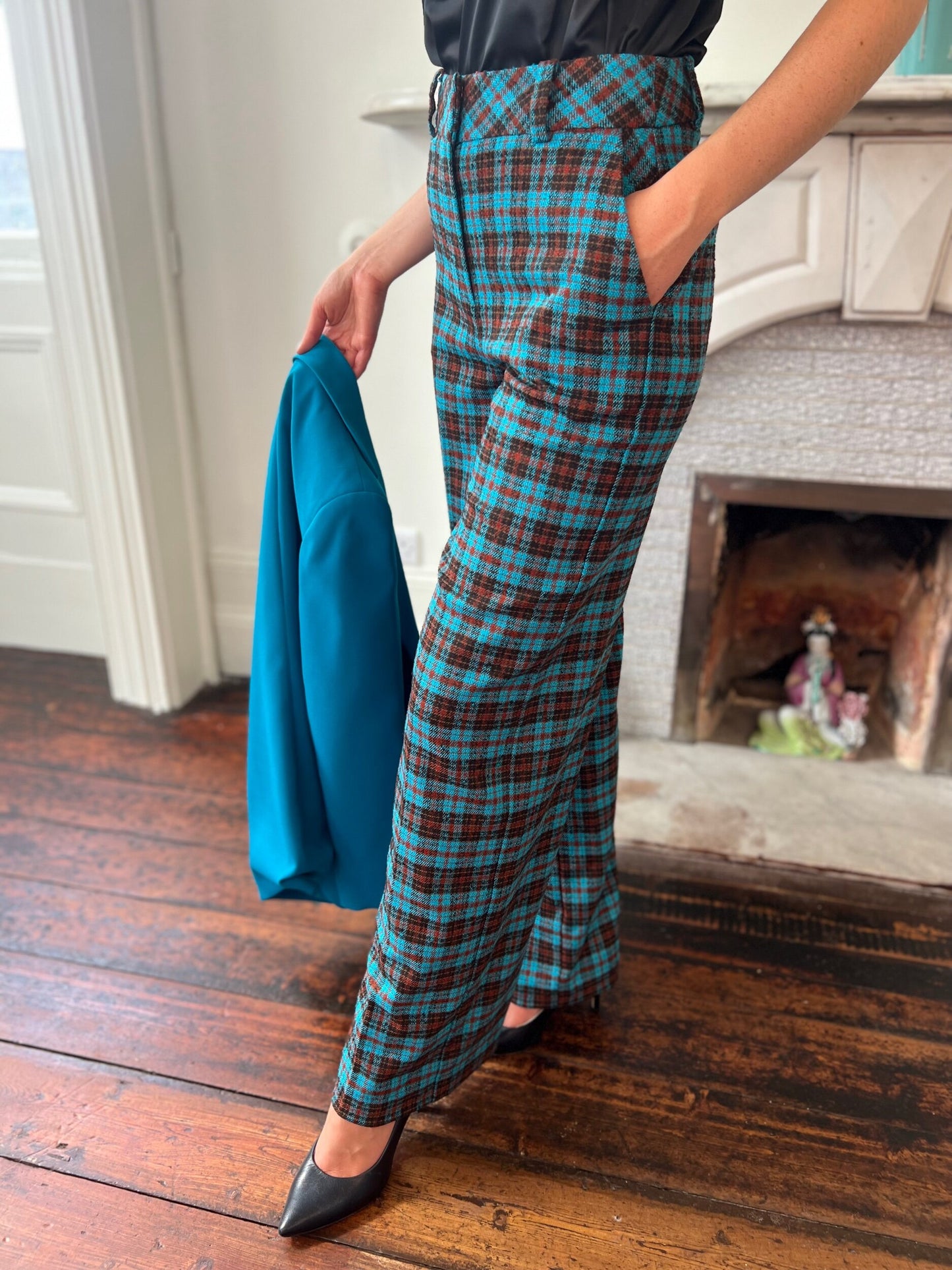 Petrol, Rust and Black Check Trousers